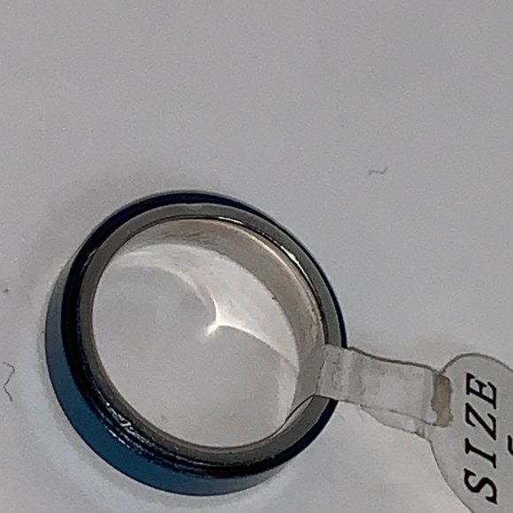 Blue an Silver Steel Spinner Ring, Size 5 - Picture 7 of 7